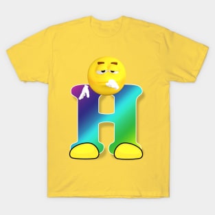 Letter H Alphabet Smiley Monogram Face Emoji Shirt for Men Women Kids T-Shirt